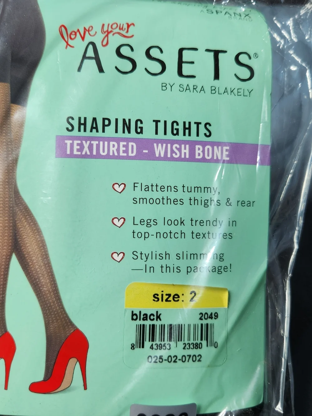 Spanx Love Your Assets Shaping Tights Wish Bone Textured Black Size 2